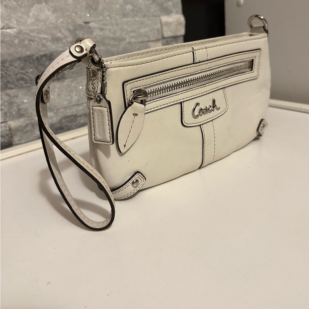 Vintage white coach wristlet